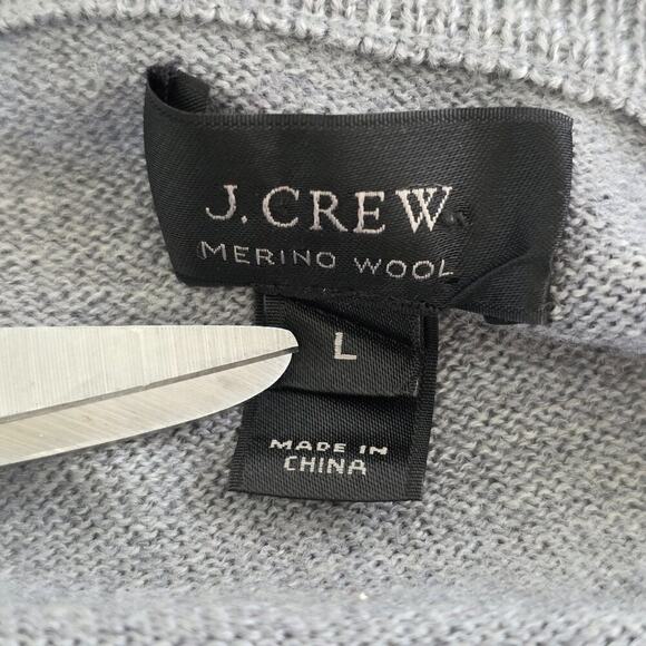 J Crew Gray Merino Wool Sweater Unisex Large L Long Sleeve Lightweight Crewneck - Picture 11 of 12